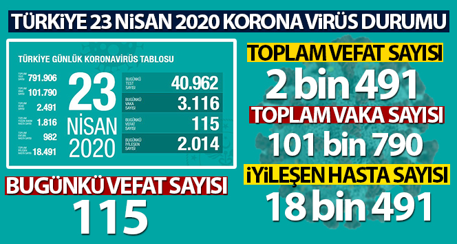 Türkiye'de koronavirüs nedeniyle son 24 saatte 115 kişi hayatını kaybetti