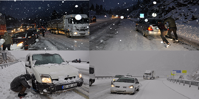 Konya-Antalya karayolunda ulaşıma kar engeli