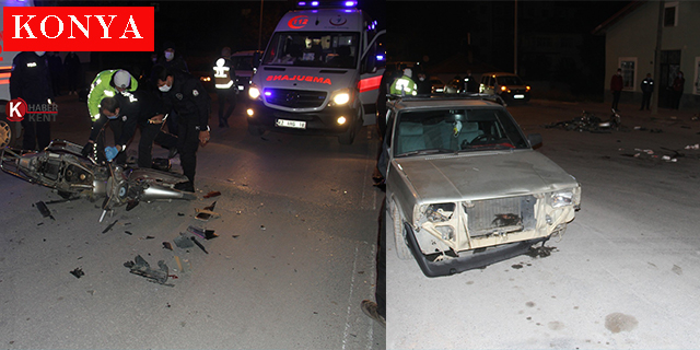 Konya’da motosikletle otomobil çarpıştı: 3 yaralı