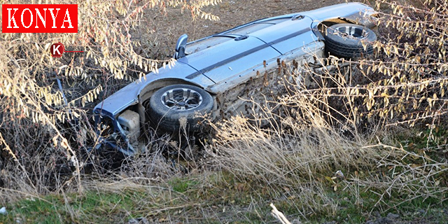 Şarampole devrilen otomobilin sürücüsü yaralandı