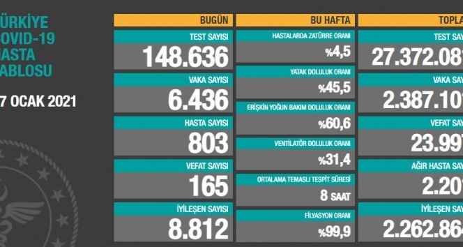 Türkiye’de son 24 saatte 165 kişi korona virüsten yaşamını kaybetti