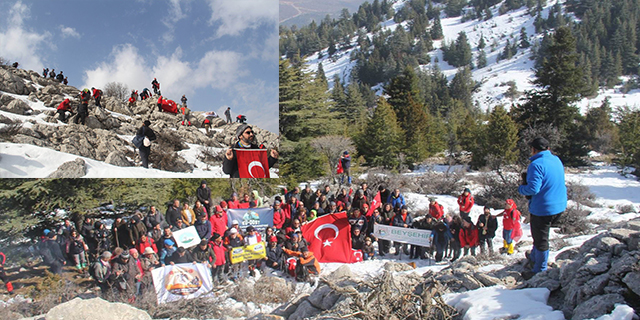Dağcılar ve doğaseverler Afrin şehitleri için tırmandı